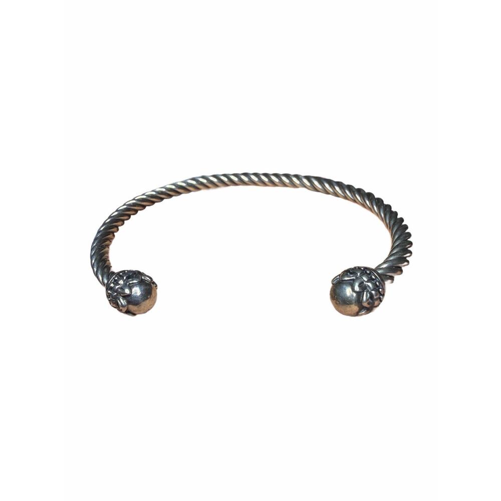 vintage SU H&H Sterling Silver 925 Bracelet Spiral Cuff Dressy Acorn